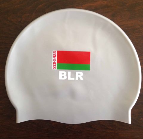 Шапочка для плавания силиконовая с флагом BLR Беларусь